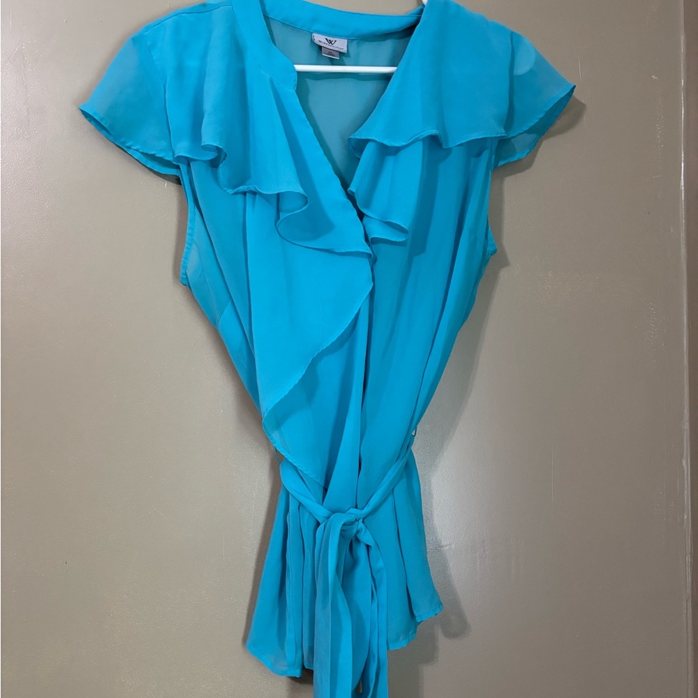 Worthington Turquoise Ruffled Blouse
